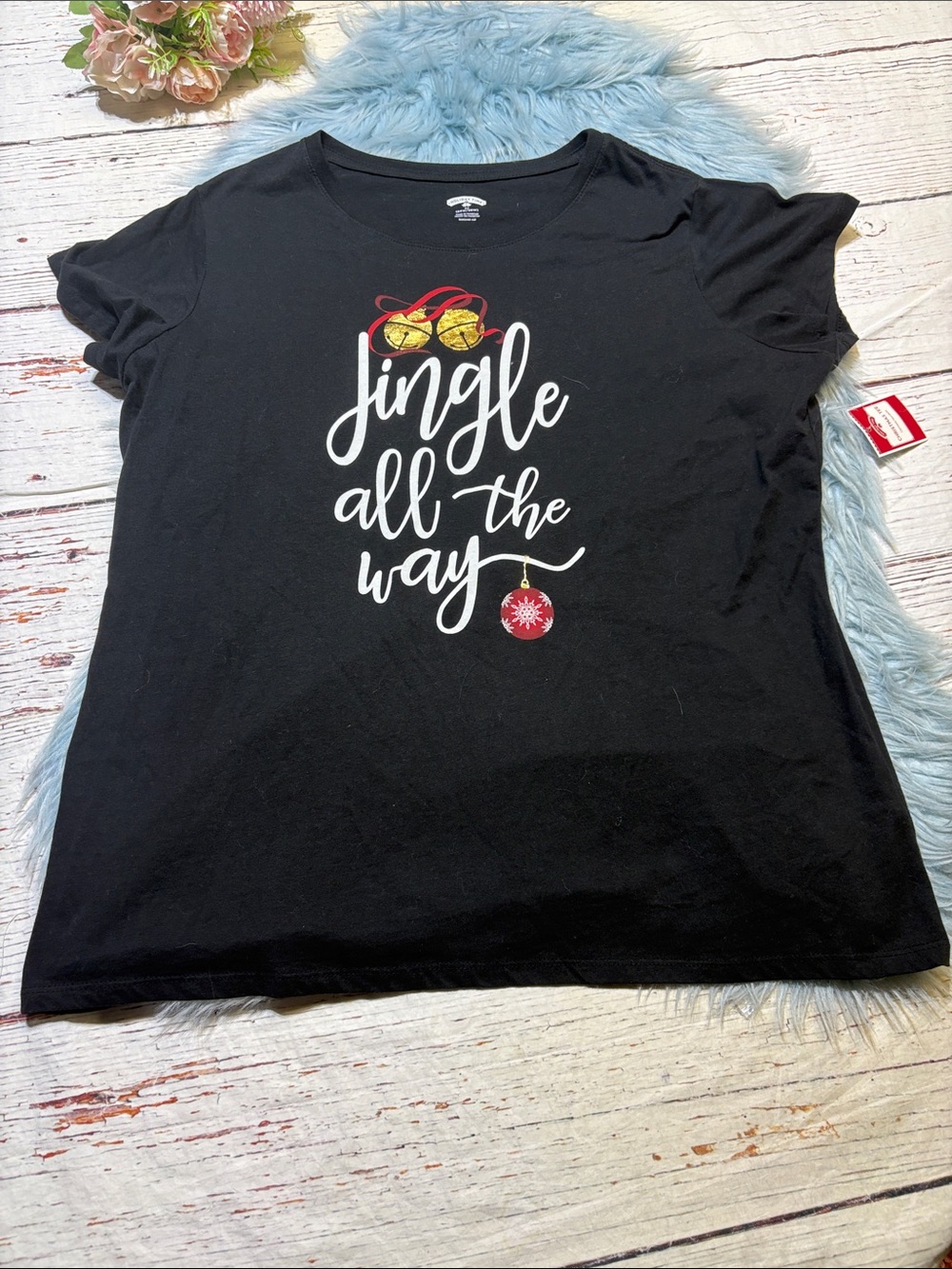 NWT Holiday 'Jingle All The Way' Black Graphic Tee sz 3X